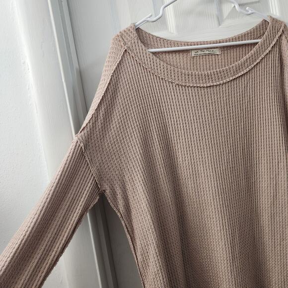 Free People We The Free Thermal Oversized Tunic Top M Tan Minimalist Casual - Picture 4 of 8